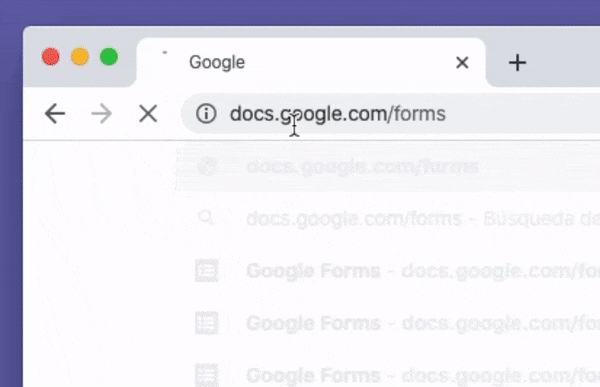 Gif animation showing how to create a new google form