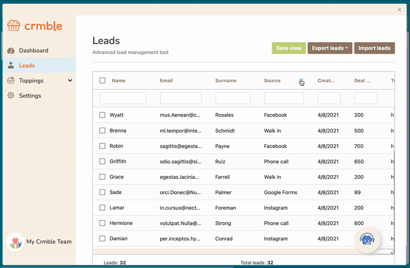Apply complex filters to your leads table